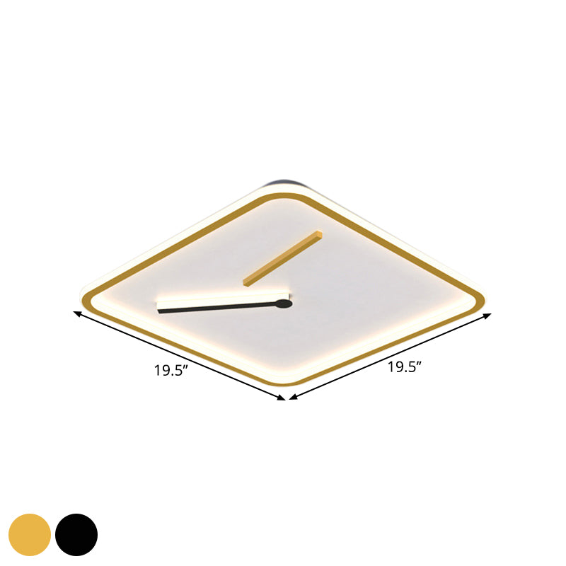 Acrylic Square LED Flush Mount Lamp Simplicity Black/Gold Close to Ceiling Lighting in Warm/White Light, 16"/19.5" Wide Clearhalo 'Ceiling Lights' 'Close To Ceiling Lights' 'Close to ceiling' 'Flush mount' Lighting' 1623836