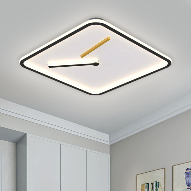 Acrylic Square LED Flush Mount Lamp Simplicity Black/Gold Close to Ceiling Lighting in Warm/White Light, 16"/19.5" Wide Black Clearhalo 'Ceiling Lights' 'Close To Ceiling Lights' 'Close to ceiling' 'Flush mount' Lighting' 1623837