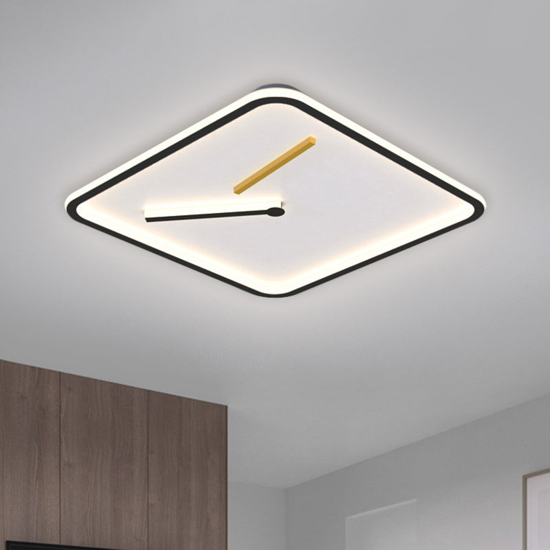 Acrylic Square LED Flush Mount Lamp Simplicity Black/Gold Close to Ceiling Lighting in Warm/White Light, 16"/19.5" Wide Clearhalo 'Ceiling Lights' 'Close To Ceiling Lights' 'Close to ceiling' 'Flush mount' Lighting' 1623838