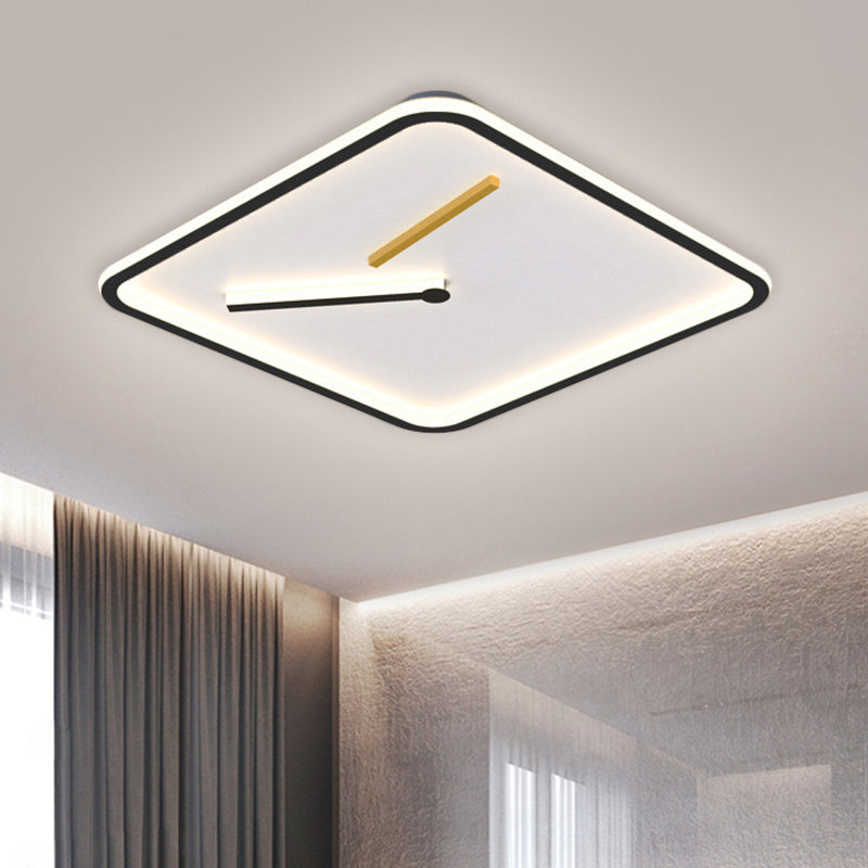 Acrylic Square LED Flush Mount Lamp Simplicity Black/Gold Close to Ceiling Lighting in Warm/White Light, 16"/19.5" Wide Clearhalo 'Ceiling Lights' 'Close To Ceiling Lights' 'Close to ceiling' 'Flush mount' Lighting' 1623839