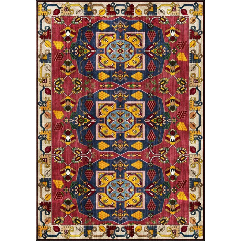 Red Vintage Rug Polyester Tribal Pattern Rug Washable Non-Slip Backing Area Rug for Living Room Clearhalo 'Area Rug' 'Rugs' 'Southwestern' Rug' 1623851