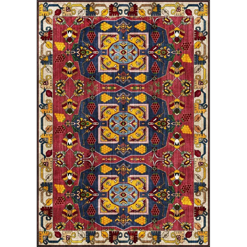 Red Vintage Rug Polyester Tribal Pattern Rug Washable Non-Slip Backing Area Rug for Living Room Clearhalo 'Area Rug' 'Rugs' 'Southwestern' Rug' 1623851