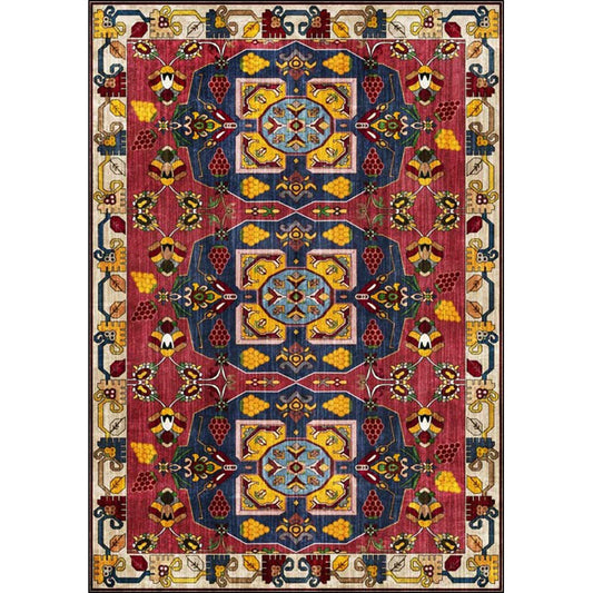 Red Vintage Rug Polyester Tribal Pattern Rug Washable Non-Slip Backing Area Rug for Living Room Clearhalo 'Area Rug' 'Rugs' 'Southwestern' Rug' 1623851