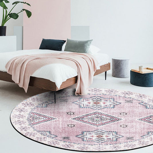 Vintage Medallion Pattern Rug Pink and Red Tribal Rug Polyester Washable Anti-Slip Backing Area Rug for Living Room Light Pink Clearhalo 'Area Rug' 'Moroccan' 'Rugs' Rug' 1623897