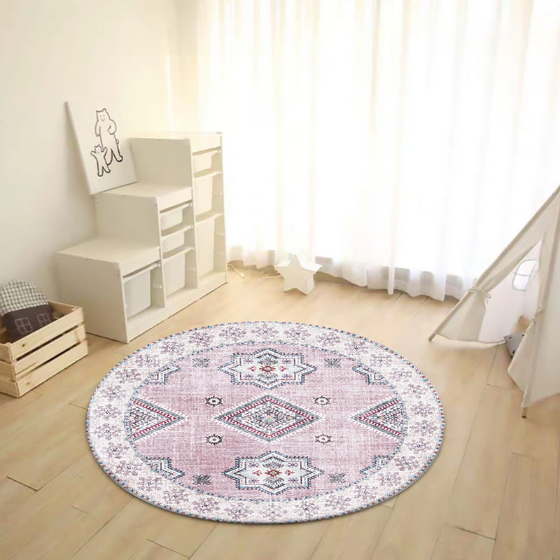 Vintage Medallion Pattern Rug Pink and Red Tribal Rug Polyester Washable Anti-Slip Backing Area Rug for Living Room Clearhalo 'Area Rug' 'Moroccan' 'Rugs' Rug' 1623898