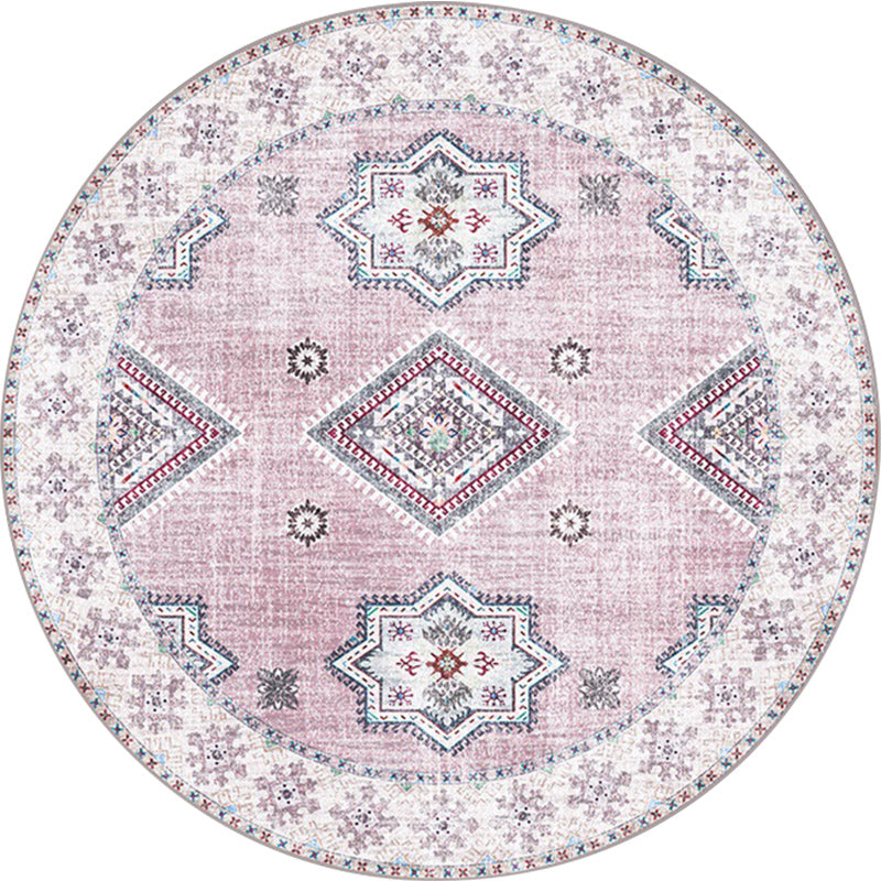 Vintage Medallion Pattern Rug Pink and Red Tribal Rug Polyester Washable Anti-Slip Backing Area Rug for Living Room Clearhalo 'Area Rug' 'Moroccan' 'Rugs' Rug' 1623899