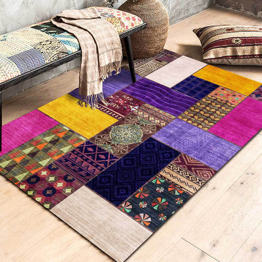Multicolor Vintage Rug Polyester Southwestern Pattern Rug Washable Non-Slip Backing Area Rug for Living Room Purple Clearhalo 'Area Rug' 'Rugs' 'Southwestern' Rug' 1623913