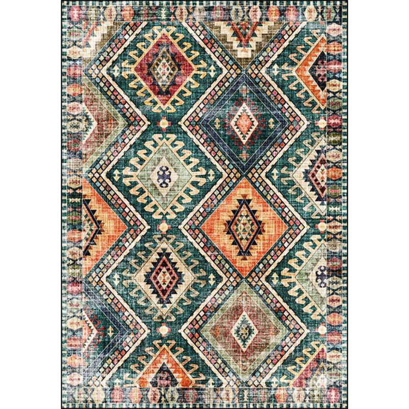 Retro Tribal Pattern Rug Green Polyester Rug Machine Washable Non-Slip Backing Area Rug for Living Room Clearhalo 'Area Rug' 'Rugs' 'Southwestern' Rug' 1623931