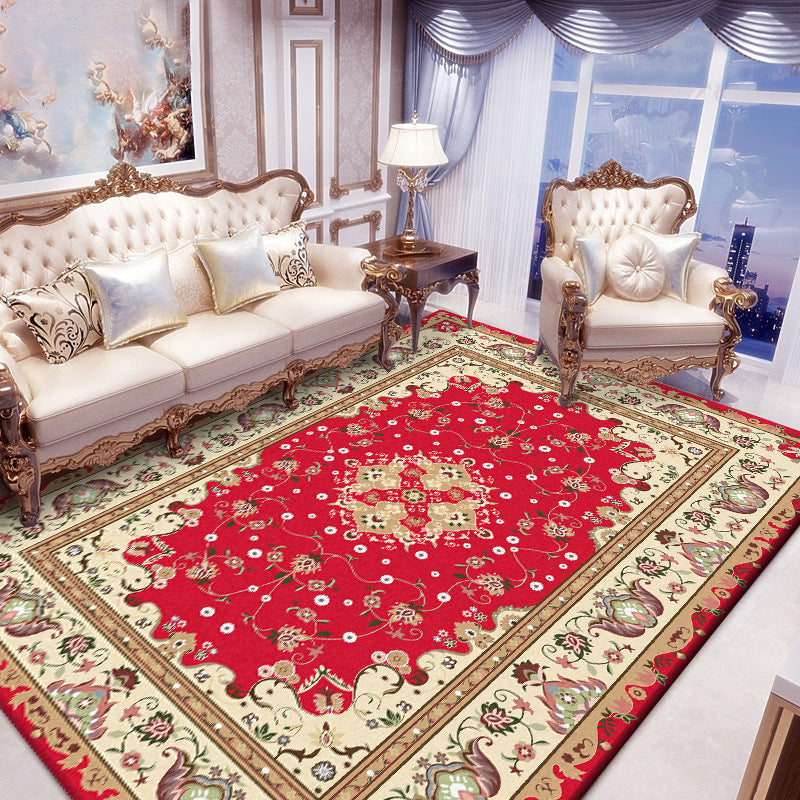 Multicolor Bedroom Rug Moroccan Medallion Flower Pattern Area Rug Polyester Pet Friendly Carpet Red Clearhalo 'Area Rug' 'Moroccan' 'Rugs' Rug' 1623937