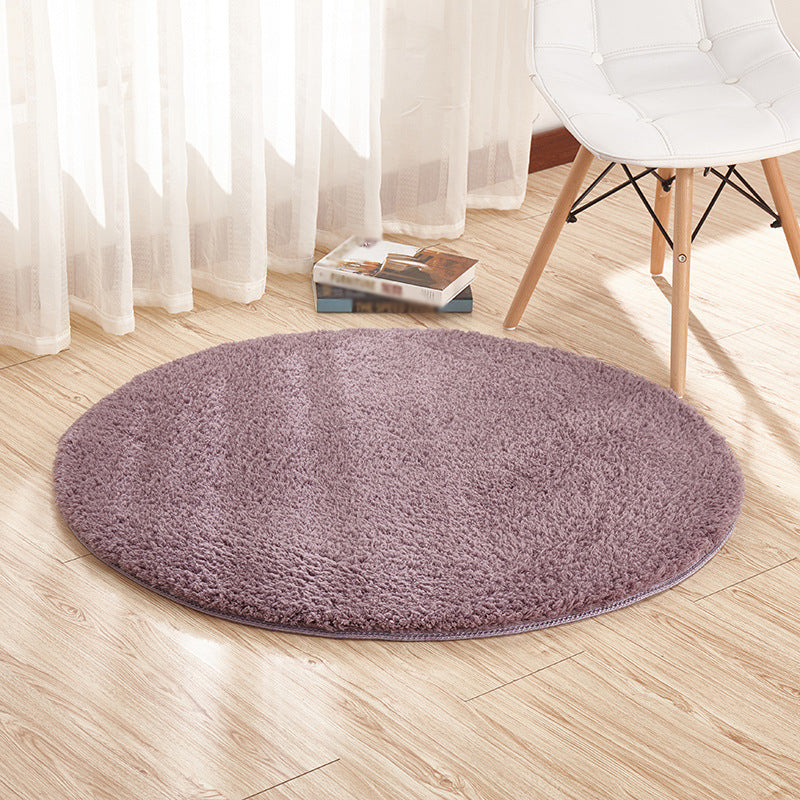 Stylish Plain Rug Pink and Khaki Nordic Rug Sherpa Washable Anti-Slip Backing Area Rug for Living Room Purple Clearhalo 'Area Rug' 'Casual' 'Rugs' Rug' 1623989