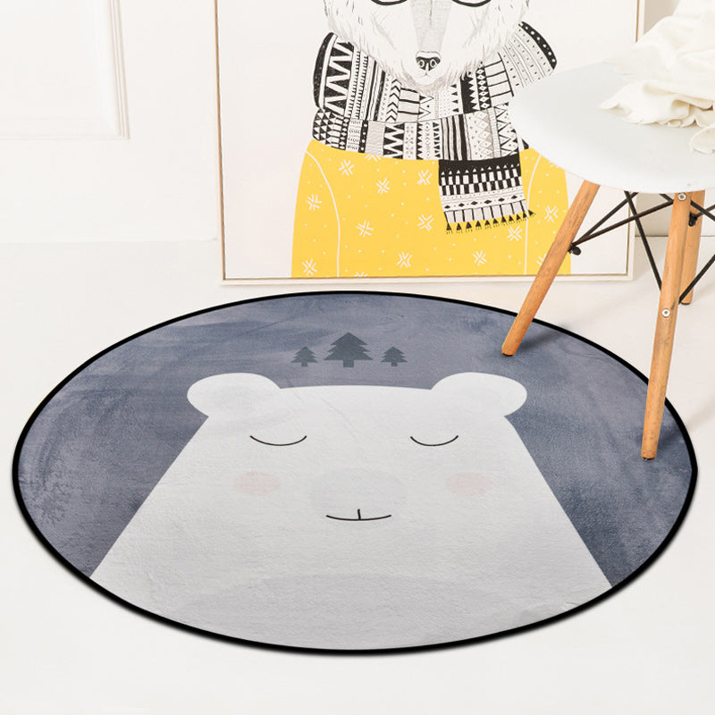 Stylish Kids Rug in White and Blue Animal Flamingo Bear Lion Pattern Rug Polyester Washable Carpet for Children's Room Grey Clearhalo 'Area Rug' 'Rug' 1624019