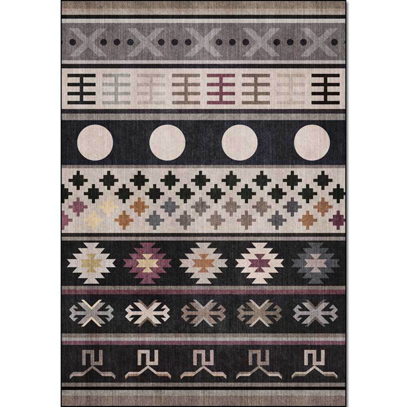 Black Southwestern Rug Polyester Tribal Pattern Rug Washable Non-Slip Backing Area Rug for Living Room Clearhalo 'Area Rug' 'Rugs' 'Southwestern' Rug' 1624063