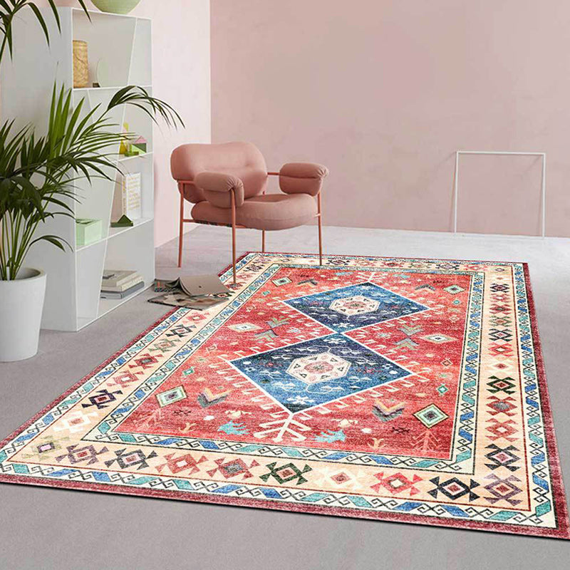 Classic Tribal Pattern Rug Light Red Southwestern Rug Polyester Machine Washable Anti-Slip Backing Carpet for Bedroom Clearhalo 'Area Rug' 'Rugs' 'Southwestern' Rug' 1624078