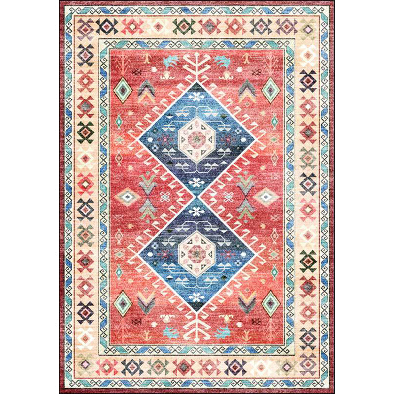 Classic Tribal Pattern Rug Light Red Southwestern Rug Polyester Machine Washable Anti-Slip Backing Carpet for Bedroom Clearhalo 'Area Rug' 'Rugs' 'Southwestern' Rug' 1624079