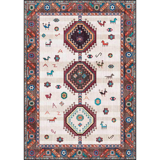 Classic Tribal Pattern Rug Brown and Beige Southwestern Rug Polyester Machine Washable Anti-Slip Backing Carpet for Bedroom Clearhalo 'Area Rug' 'Rugs' 'Southwestern' Rug' 1624087