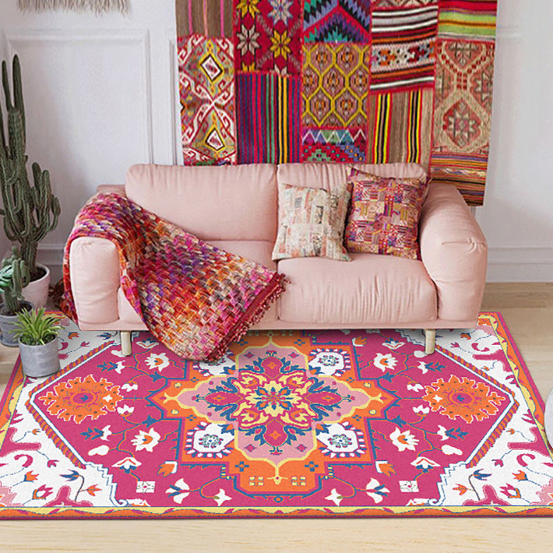 Colorful Bedroom Rug Moroccan Medallion Floral Pattern Area Rug Polyester Anti-Slip Stain-Resistant Carpet Clearhalo 'Area Rug' 'Moroccan' 'Rugs' Rug' 1624118