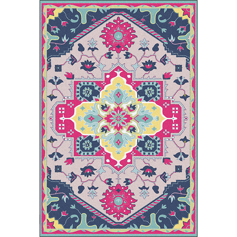 Colorful Bedroom Rug Moroccan Medallion Floral Pattern Area Rug Polyester Anti-Slip Stain-Resistant Carpet Clearhalo 'Area Rug' 'Moroccan' 'Rugs' Rug' 1624127