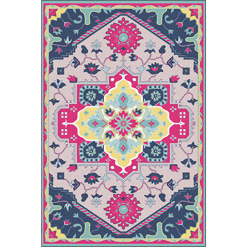 Colorful Bedroom Rug Moroccan Medallion Floral Pattern Area Rug Polyester Anti-Slip Stain-Resistant Carpet Clearhalo 'Area Rug' 'Moroccan' 'Rugs' Rug' 1624127