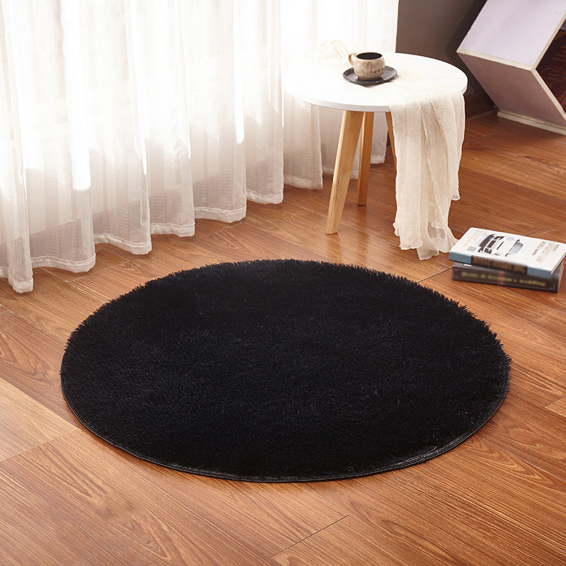 Modern Solid Color Rug Green and Black Sherpa Rug Machine Washable Non-Slip Area Rug for Bedroom Black Clearhalo 'Area Rug' 'Casual' 'Rugs' Rug' 1624151