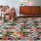 Southwestern Living Room Rug Colorful Geometric Diamond Print Rug Polyester Machine Washable Area Rug Yellow-Red Clearhalo 'Area Rug' 'Rugs' 'Southwestern' Rug' 1624202