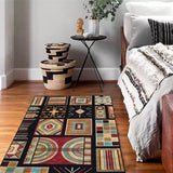 Black Multicolor Southwestern Rug Polyester Checked Pattern Rug Washable Non-Slip Backing Carpet for Living Room Clearhalo 'Area Rug' 'Rugs' 'Southwestern' Rug' 1624211
