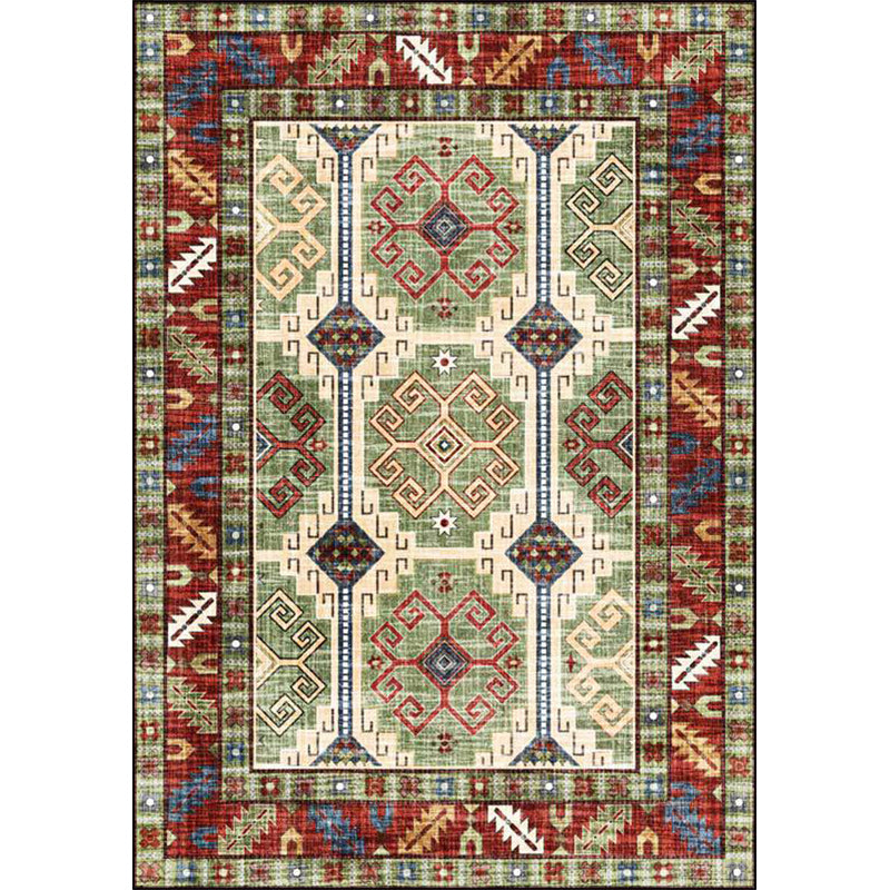 Unique Tribal Pattern Rug Green and Red Southwestern Rug Polyester Machine Washable Anti-Slip Backing Carpet for Bedroom Clearhalo 'Area Rug' 'Rugs' 'Southwestern' Rug' 1624228