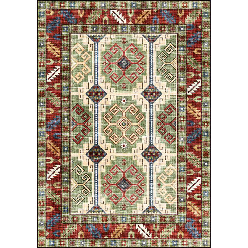 Unique Tribal Pattern Rug Green and Red Southwestern Rug Polyester Machine Washable Anti-Slip Backing Carpet for Bedroom Clearhalo 'Area Rug' 'Rugs' 'Southwestern' Rug' 1624228