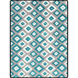 Blue and Grey Bedroom Rug Novelty Geometric Diamond Pattern Area Rug Polyester Pet Friendly Carpet