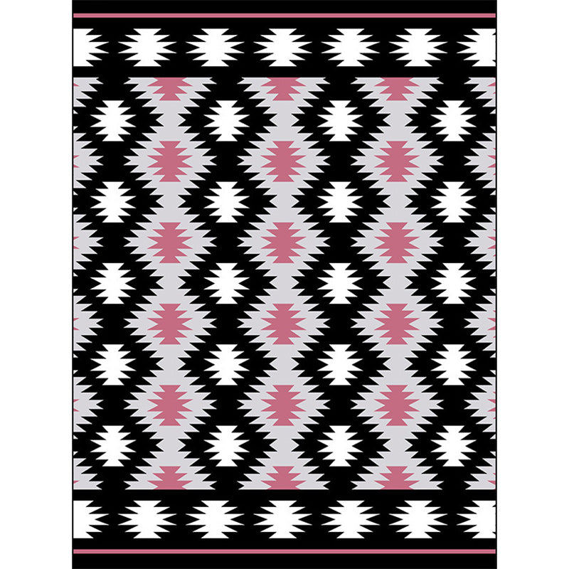 Southwestern Living Room Rug in Black Geometric Print Rug Polyester Stain-Resistant Washable Area Rug Clearhalo 'Area Rug' 'Rugs' 'Southwestern' Rug' 1624265