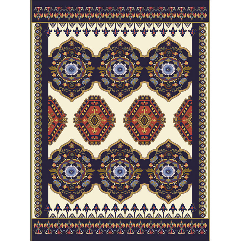 Navy and Beige Americana Rug Polyester Tribal Floral Pattern Rug Washable Non-Slip Backing Area Rug for Living Room Clearhalo 'Area Rug' 'Rugs' 'Southwestern' Rug' 1624317