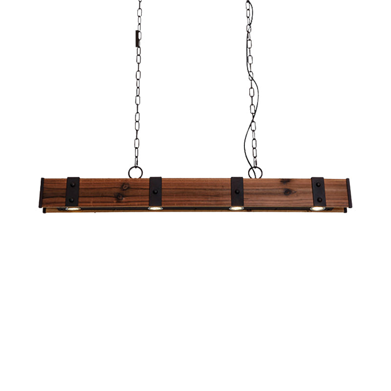 Wood Beam Down Light Lodge Style 4 Lights Kitchen Island Lighting with Chain in Black Finish Clearhalo 'Ceiling Lights' 'Island Lights' Lighting' 162432