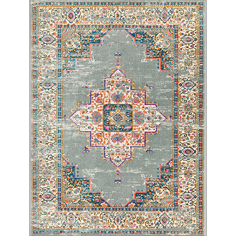 Moroccan Living Room Rug in Green Medallion Floral Print Rug Polyester Non-Slip Backing Area Rug Clearhalo 'Area Rug' 'Moroccan' 'Rugs' Rug' 1624325