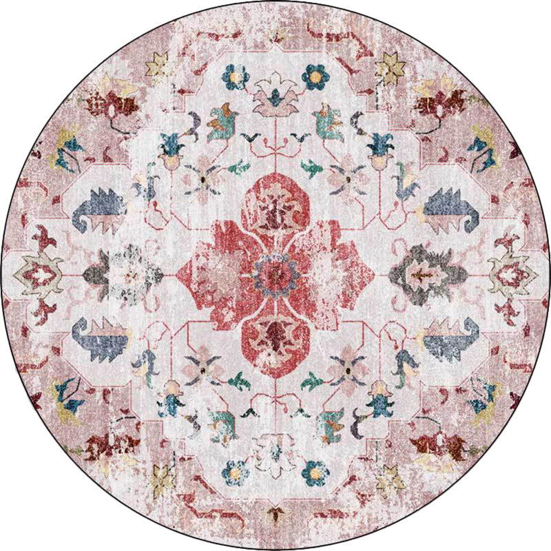 Persian Medallion Pattern Rug Pink and Green Polyester Rug Machine Washable Non-Slip Area Rug for Bedroom Clearhalo 'Area Rug' 'Moroccan' 'Rugs' Rug' 1624425