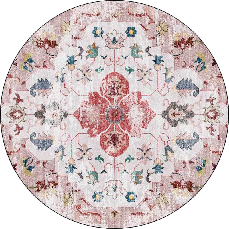 Persian Medallion Pattern Rug Pink and Green Polyester Rug Machine Washable Non-Slip Area Rug for Bedroom Clearhalo 'Area Rug' 'Moroccan' 'Rugs' Rug' 1624425