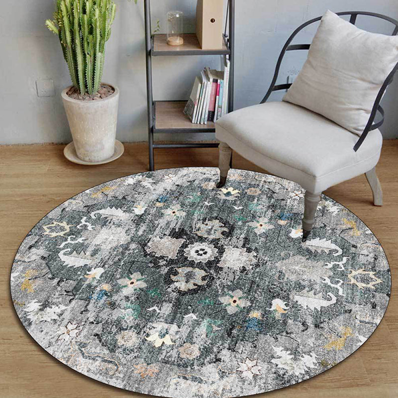 Persian Medallion Pattern Rug Pink and Green Polyester Rug Machine Washable Non-Slip Area Rug for Bedroom Grey Clearhalo 'Area Rug' 'Moroccan' 'Rugs' Rug' 1624431