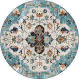 Persian Medallion Pattern Rug Pink and Green Polyester Rug Machine Washable Non-Slip Area Rug for Bedroom