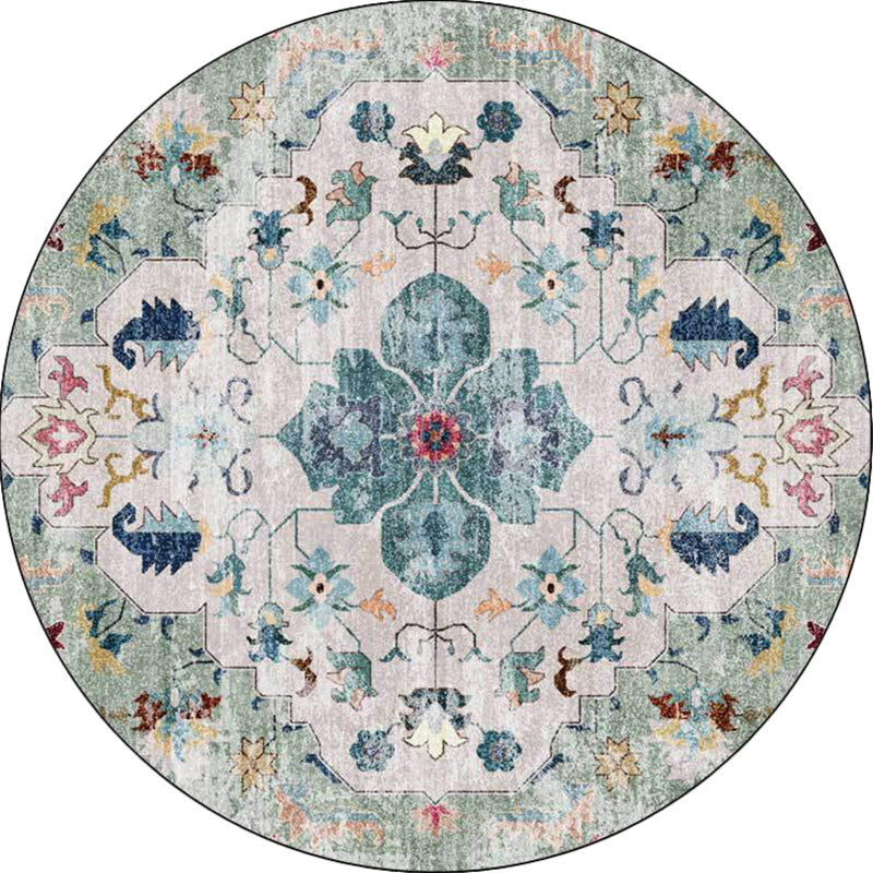 Persian Medallion Pattern Rug Pink and Green Polyester Rug Machine Washable Non-Slip Area Rug for Bedroom Clearhalo 'Area Rug' 'Moroccan' 'Rugs' Rug' 1624446