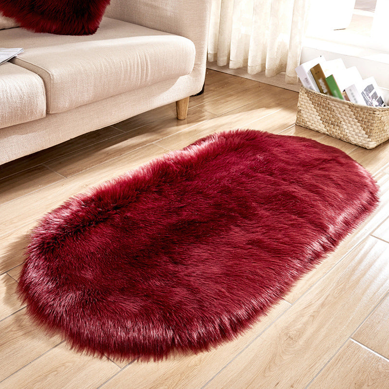 Nordic Solid Color Rug White and Red Shag Rug Machine Washable Non-Slip Area Rug for Bedroom Red Clearhalo 'Area Rug' 'Casual' 'Rugs' Rug' 1624452