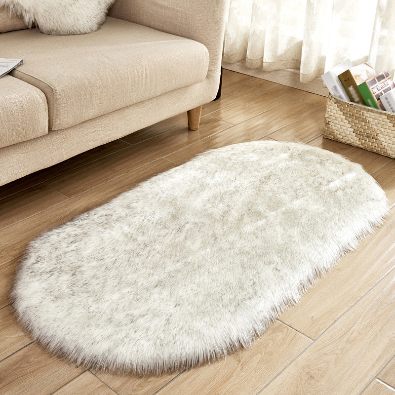 Nordic Solid Color Rug White and Red Shag Rug Machine Washable Non-Slip Area Rug for Bedroom White Clearhalo 'Area Rug' 'Casual' 'Rugs' Rug' 1624456