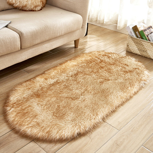 Nordic Solid Color Rug White and Red Shag Rug Machine Washable Non-Slip Area Rug for Bedroom Brown