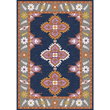 Oriental Moroccan Rug in Blue and Grey Medallion Floral Leaf Pattern Rug Polyester Non-Slip Carpet for Home Decoration Clearhalo 'Area Rug' 'Moroccan' 'Rugs' Rug' 1624522