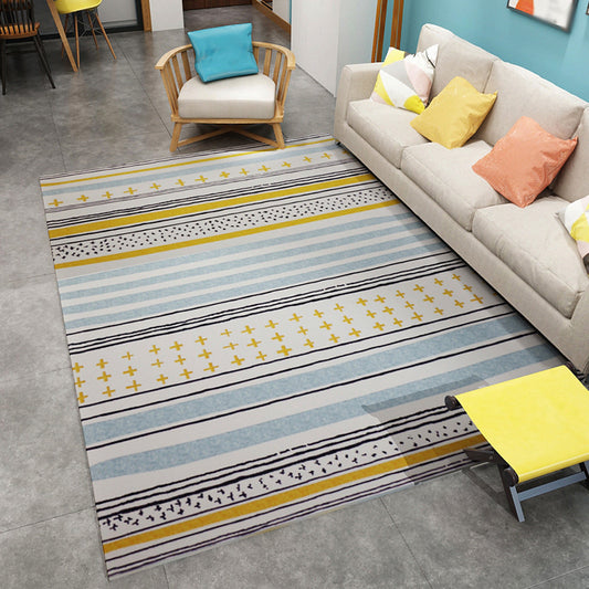 Boho Living Room Rug in Ivory and Brown Geometric Diamond Stripe Print Rug Polyester Pet Friendly Area Rug Yellow Clearhalo 'Area Rug' 'Bohemian' 'Rugs' Rug' 1624536
