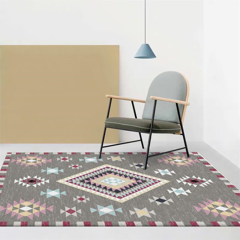 Americana Southwestern Rug in Grey Geometry Diamond Pattern Rug Polyester Washable Carpet for Home Decoration Grey Clearhalo 'Area Rug' 'Rugs' 'Southwestern' Rug' 1624560