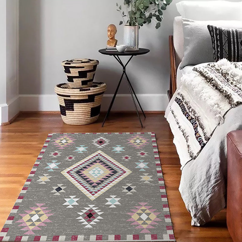 Americana Southwestern Rug in Grey Geometry Diamond Pattern Rug Polyester Washable Carpet for Home Decoration Clearhalo 'Area Rug' 'Rugs' 'Southwestern' Rug' 1624561