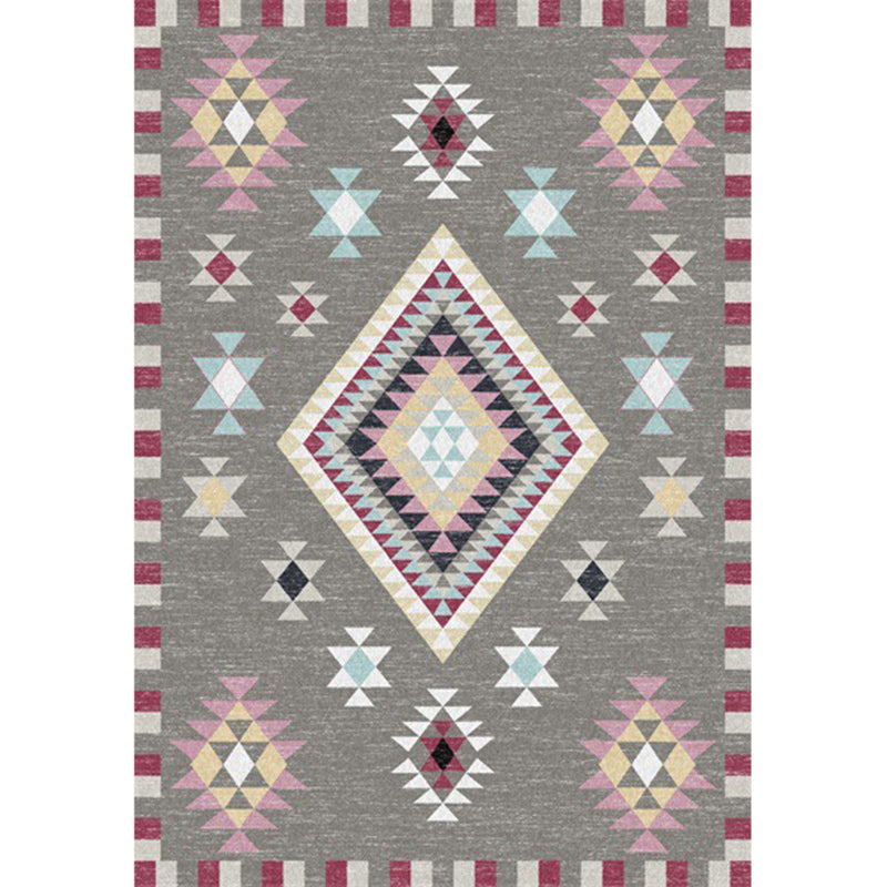Americana Southwestern Rug in Grey Geometry Diamond Pattern Rug Polyester Washable Carpet for Home Decoration Clearhalo 'Area Rug' 'Rugs' 'Southwestern' Rug' 1624562