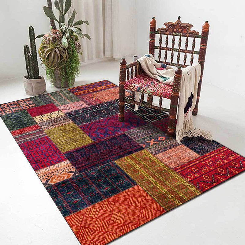 Americana Tribal Pattern Rug Red and Purple Polyester Rug Machine Washable Non-Slip Backing Area Rug for Bedroom Red Clearhalo 'Area Rug' 'Rugs' 'Southwestern' Rug' 1624568