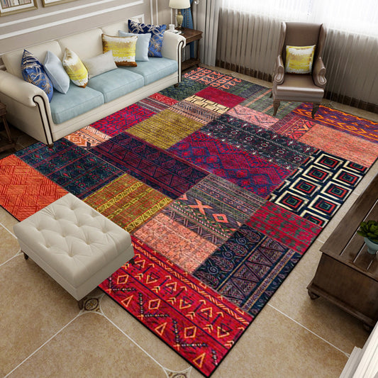 Americana Tribal Pattern Rug Red and Purple Polyester Rug Machine Washable Non-Slip Backing Area Rug for Bedroom Clearhalo 'Area Rug' 'Rugs' 'Southwestern' Rug' 1624569