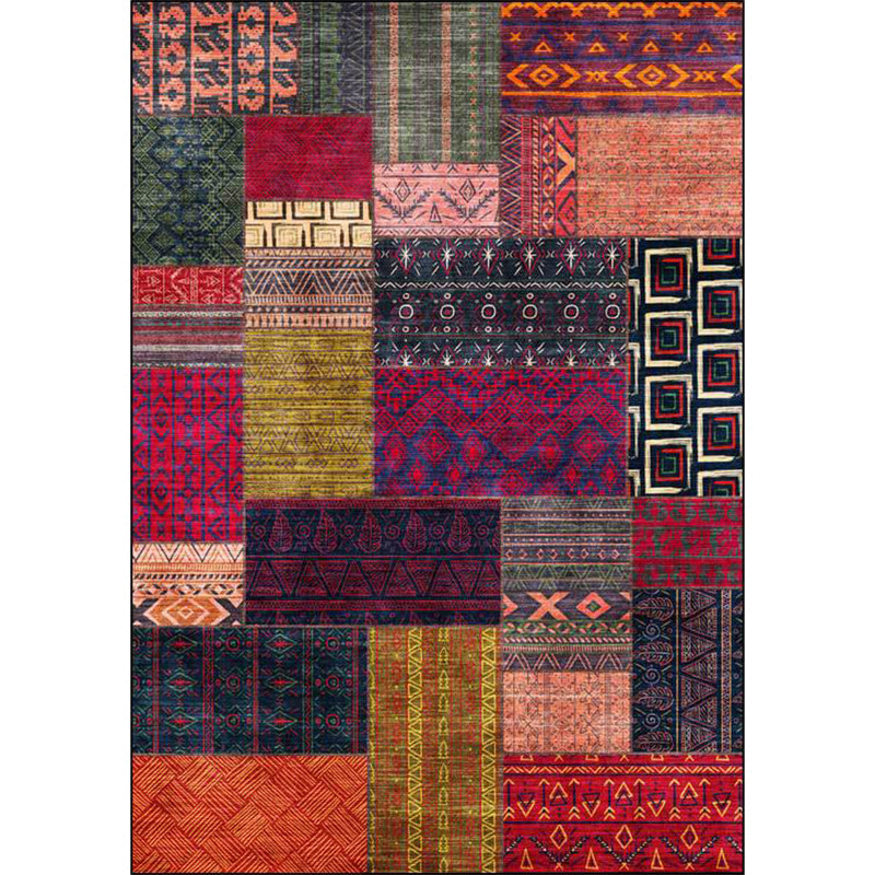 Americana Tribal Pattern Rug Red and Purple Polyester Rug Machine Washable Non-Slip Backing Area Rug for Bedroom Clearhalo 'Area Rug' 'Rugs' 'Southwestern' Rug' 1624570