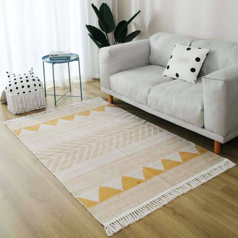 Grey and Blue Southwestern Rug Linen Tribal and Geometric Pattern Rug Washable Fringe Carpet for Living Room Yellow Clearhalo 'Area Rug' 'Rugs' 'Southwestern' Rug' 1624611