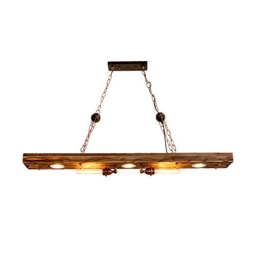 Linear Hanging Lamp with Wood Board 5 Lights Rustic Island Pendant Light for Restaurant Clearhalo 'Ceiling Lights' 'Island Lights' Lighting' 162462